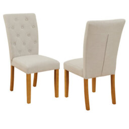 The Furniture Market Bunbury Natural Linen Fabric Button Back Dining Chair Oak Legs Upholstered Seat Sprung & Webbed Base Solid Wood Frame - thumbnail 4