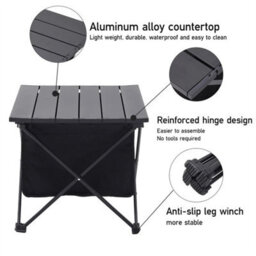L-Black 68X45X40 Cm Portable Camping Table Folding Beach Table For Camping Hiking Outdoor Picnic Bbq - thumbnail 4