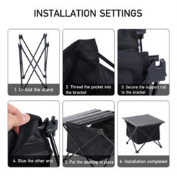 L-Black 68X45X40 Cm Portable Camping Table Folding Beach Table For Camping Hiking Outdoor Picnic Bbq - thumbnail 5