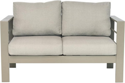 Garden Store Direct Wisteria Lane Aluminium Loveseat - 2 Seat Sofa In Champagne With Beige Cushions - image 1