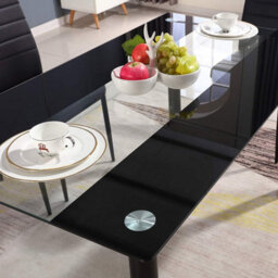 Kitchen Dining Table Set Of 6  Glass Black Clear Dining Table With 6 Black Leather Padded Chairs Furnitur Kosy Koala - thumbnail 2