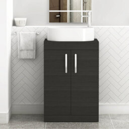 Royal Bathrooms Turin 800mm Freestanding Bathroom Vanity Unit With Sink 2 Door Hale Black & Peak Countertop Basin - thumbnail 1