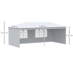 Outsunny 6M X 3M Garden Gazebo Marquee Canopy Party Tent Canopy Patio White - thumbnail 3