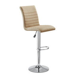 Furniture in Fashion Ripple Taupe Faux Leather Bar Stools With Chrome Base In Pair - thumbnail 2