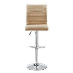 Furniture in Fashion Ripple Taupe Faux Leather Bar Stools With Chrome Base In Pair - thumbnail 3