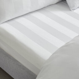 Catherine Lansfield So Soft Satin Stripe King Fitted Sheet White