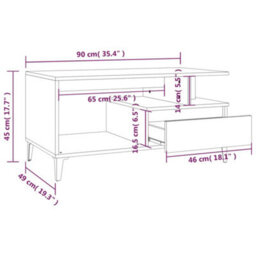Berkfield Industrial Coffee Table White 90X49X45 Cm Engineered Wood - thumbnail 9