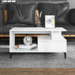 Berkfield Industrial Coffee Table White 90X49X45 Cm Engineered Wood - thumbnail 2