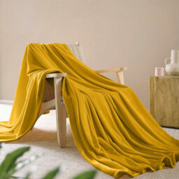 Ameha Fleece Plain Blanket, Lightweight & Reversible Throw For Travel, Bed & Sofa Blanket, Ochre Single 130X150Cm - thumbnail 9