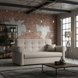 Viva Iii Sofa Bed With Sleeping Function And Storage Polyurethane Foam Wave Spring Metal Legs 168X85X98Cm Beige - thumbnail 1
