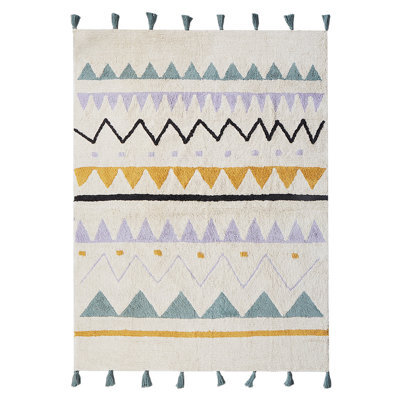 Beliani Kids Rug Zaysan Green 140 X 200 Cm Cotton - image 1