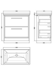 Balterley Longnor Modern Floor Standing 2-Drawer Bathroom Vanity With Fireclay Basin, Pebble Grey, 800mm - thumbnail 2
