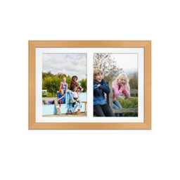 AK Frames 20X14 Country Pine Classic Multi Photo Frame With White Mount - Holds 2 Apertures (2X) A4 Photos