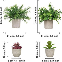 Set Of 4 Artificial Plants In Pots Faux Plant Foliage Eucalyptus - thumbnail 2