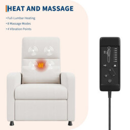London Boutique White Electric Rise Recliner Armchair, Massage And Heat Chair, Memory Positions, Usb Port, Side Pockets, High Back - thumbnail 7