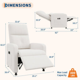 London Boutique White Electric Rise Recliner Armchair, Massage And Heat Chair, Memory Positions, Usb Port, Side Pockets, High Back - thumbnail 2