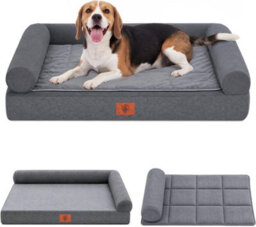 Luckracer Large Dog Bed Sofa Washable Orthopedic Dog Beds Black 85X55X14Cm - thumbnail 1