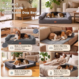 Luckracer Large Dog Bed Sofa Washable Orthopedic Dog Beds Black 85X55X14Cm - thumbnail 3