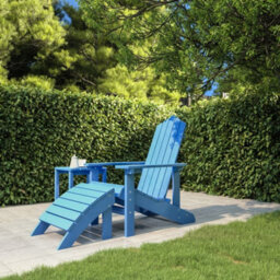 Berkfield Garden Adirondack Chair With Footstool Hdpe Aqua Blue - thumbnail 1