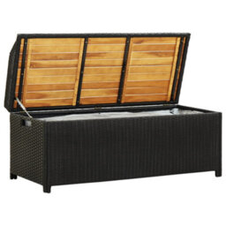 Vidaxl Garden Storage Bench 120 Cm Poly Rattan Black - thumbnail 2