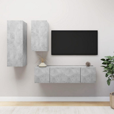 Berkfield 4 Piece Tv Cabinet Set Concrete Grey Engineered Wood - image 1