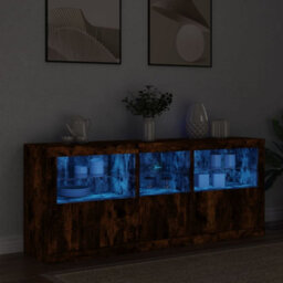 Berkfield Sideboard With Led Lights Smoked Oak 162X37X67 Cm - thumbnail 1