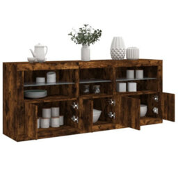 Berkfield Sideboard With Led Lights Smoked Oak 162X37X67 Cm - thumbnail 4