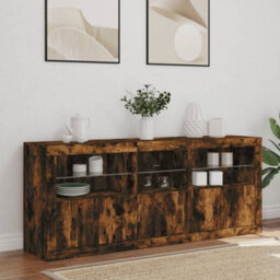 Berkfield Sideboard With Led Lights Smoked Oak 162X37X67 Cm - thumbnail 3