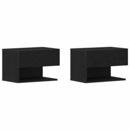 Berkfield Modern Wall-Mounted Bedside Cabinets (Set Of 2) - Black Oak Engineered Wood