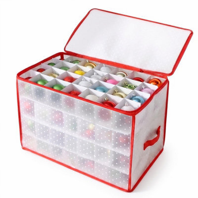 Geezy Christmas Bauble Storage Box 112 Ornament Organiser Clear Decoration Bag Holder - image 1