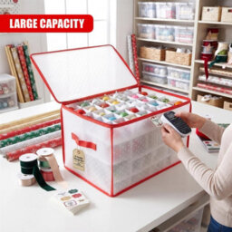 Geezy Christmas Bauble Storage Box 112 Ornament Organiser Clear Decoration Bag Holder - thumbnail 8
