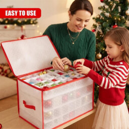 Geezy Christmas Bauble Storage Box 112 Ornament Organiser Clear Decoration Bag Holder - thumbnail 9