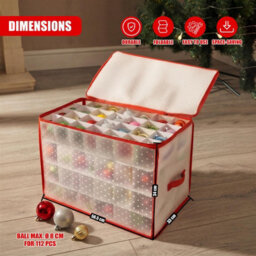 Geezy Christmas Bauble Storage Box 112 Ornament Organiser Clear Decoration Bag Holder - thumbnail 4