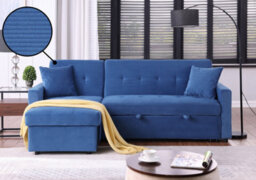 Mattress Guru Hinton L Shaped Corner Sofa Bed With Hidden Storage And Reversible Chaise - Versatile Lh Or Rh Orientation - Blue - thumbnail 1