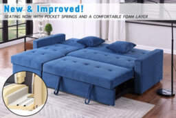 Mattress Guru Hinton L Shaped Corner Sofa Bed With Hidden Storage And Reversible Chaise - Versatile Lh Or Rh Orientation - Blue - thumbnail 2