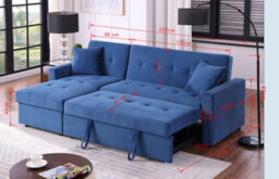 Mattress Guru Hinton L Shaped Corner Sofa Bed With Hidden Storage And Reversible Chaise - Versatile Lh Or Rh Orientation - Blue - thumbnail 5