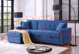 Mattress Guru Hinton L Shaped Corner Sofa Bed With Hidden Storage And Reversible Chaise - Versatile Lh Or Rh Orientation - Blue - thumbnail 4