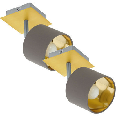 Elegant 2 Pack Brushed Brass Wall Lights With Cappuccino Fabric Shades - image 1