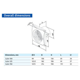 "Blauberg Calm Low Noise Energy Efficient Bathroom Utility Room Extractor Fan 125mm 5"" - Calm Black 125 S" - thumbnail 2