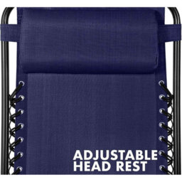 Birchtree 2 X Zero Gravity Reclining Garden Chairs With Canopy Foldable Sun Lounger Blue - thumbnail 5