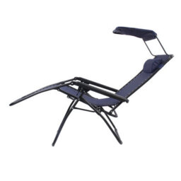 Birchtree 2 X Zero Gravity Reclining Garden Chairs With Canopy Foldable Sun Lounger Blue - thumbnail 7