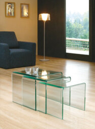 That's Furniture Milan Clear Glass Nest Of 3 Side Tables For Living Room