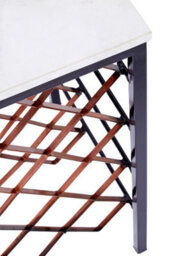 Orsina White Marble And Iron Wine Rack Table,square Top Rack With Black Frame,light Grey Veining Wine Stand Table - thumbnail 5
