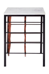 Orsina White Marble And Iron Wine Rack Table,square Top Rack With Black Frame,light Grey Veining Wine Stand Table - thumbnail 4