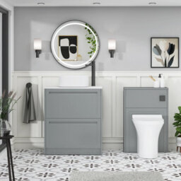 Royal Bathrooms Royal Bathroom Elmore 700mm Matt Pebble Grey Freestanding Countertop Bathroom Vanity Unit 2 Drawer With Elena Basin - thumbnail 5