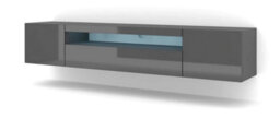 Arte Stylish Graphite Gloss Aura Tv Cabinet (W)200Cm (H)42Cm (D)37Cm - Sleek & Organised
