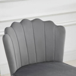 Homcom Velvet-Feel Shell Accent Chair Home Bedroom Lounge Metal Legs Grey - thumbnail 7