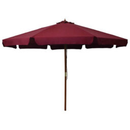 Berkfield Outdoor Parasol With Wooden Pole 330 Cm Burgundy - thumbnail 1