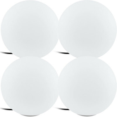 4 Pack Ip65 Outdoor Garden Ball Lights - Modern White Plastic Globe With E27 Socket - image 1