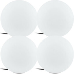 4 Pack Ip65 Outdoor Garden Ball Lights - Modern White Plastic Globe With E27 Socket
